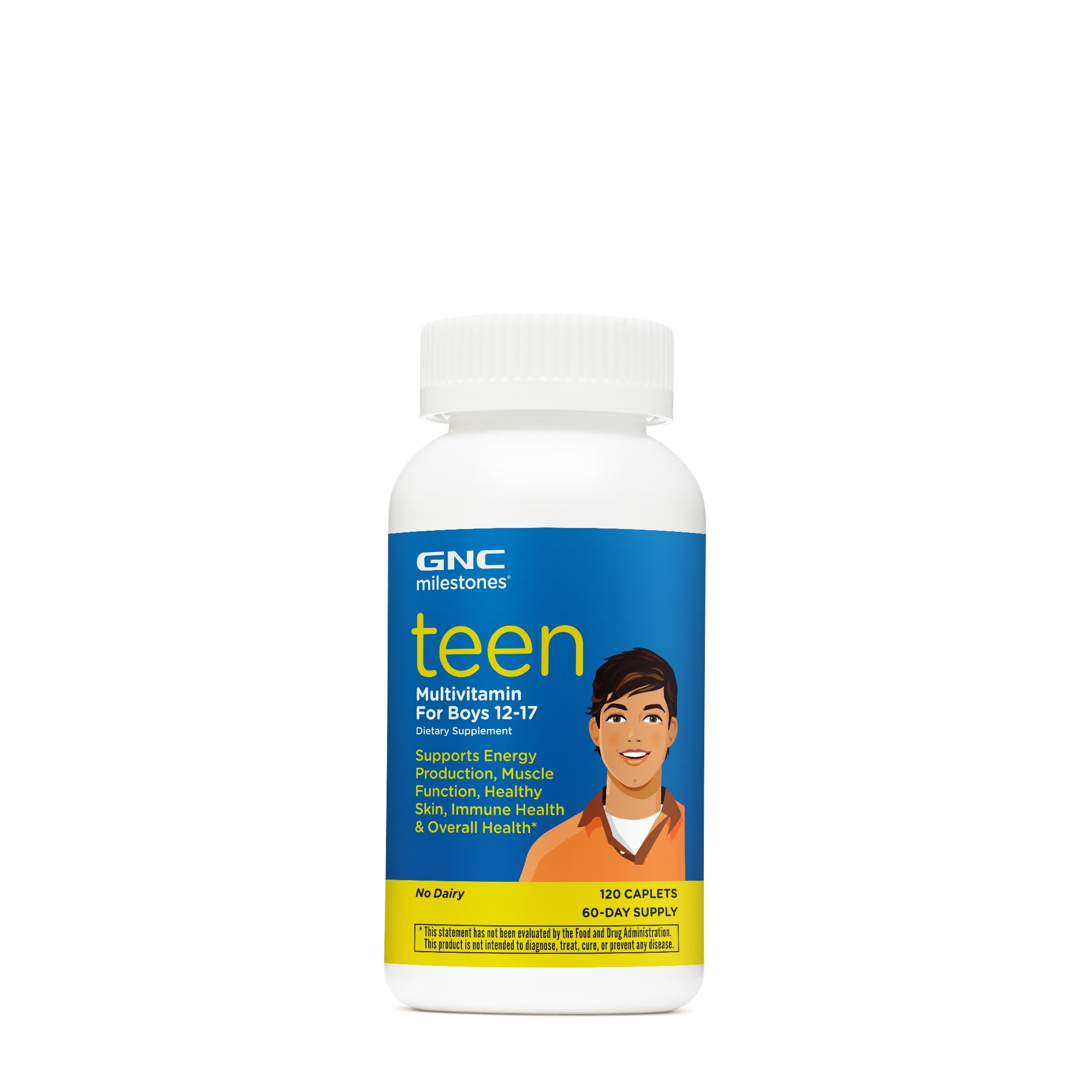 GNC Teen Boys Multivitamin, 120 Tablets, with Vitamin D3, Calcium