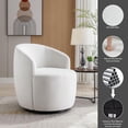 thumbnail image 2 of Swivel Barrel Chair, Velvet 360° Accent Club Armchair, Small Round Single Sofa Chair for Nursery Bedroom, White, 2 of 10