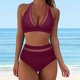 thumbnail image 3 of Gibobby Conjunto de bikini para mujer Bikini de cintura alta para mujer, bañadores sexys de dos piezas con realce, traje de baño Vintage, conjunto de Bik(Vino,G), 3 of 5