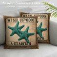 thumbnail image 3 of PIKWEEK Summer Ocean Theme Throw Pillow Covers Wood Grain Starfish Hippocampus Seashells with Quotes Nautical &amp; Coastal Decorative Pillowcases Beach House Decor  Multiple specifications, 3 of 5