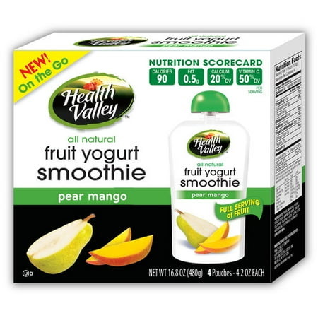 Health Valley Pear Mango Fruit Yogurt Smoothies, 4.2 oz, 4 count
