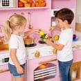 thumbnail image 4 of Wooden Play Kitchen for Kids, Pretend Toy Kitchen Set with Realistic Lights & Sounds, Versatile Storage, Fun Accessories, Perfect Gift for Ages 3+, Pink, 4 of 10