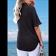thumbnail image 3 of Camiseta de Gofre con Cuello en V y Corta para Mujer, Color Negro, Talla S, 3 of 4