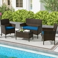 thumbnail image 2 of Gymax Set of 4 Furniture Set w/ Washable Cushions & Tempered Glass Coffee Table Blue, 2 of 9