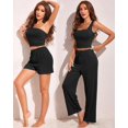 thumbnail image 4 of Ekouaer Womens 4 Piece Lounge Sets Ribbed Knit Crop Tank Top and Shorts Pants Casual Outfits, 4 of 5