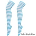 thumbnail image 2 of Beshee Thigh High Socks for Women Christmas High Long Stockings Over Knee Socks Christmas Cosplay Party Costumes Socks Knee High Long Striped Stocking Socks 1 Pair Womens Socks Light Blue, 2 of 4