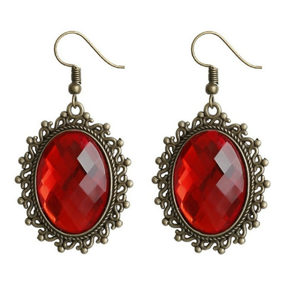 PAMINGONO Sparkly Dangle Earrings For Women Red 1 Pair 1.4x0.6in