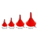 thumbnail image 3 of XIANXIAN - Juego de 4 embudos de plástico rojos pequeños de plástico rojo, juego de 4 embudos domésticos portátiles sencillos, embudo de aceite, 3 of 8