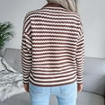 thumbnail image 5 of Fesfesfes Women Sweaters Casual Loose Stripe Splicing Sweater V-neck Knitted Sweater Plus Size $10, 5 of 5