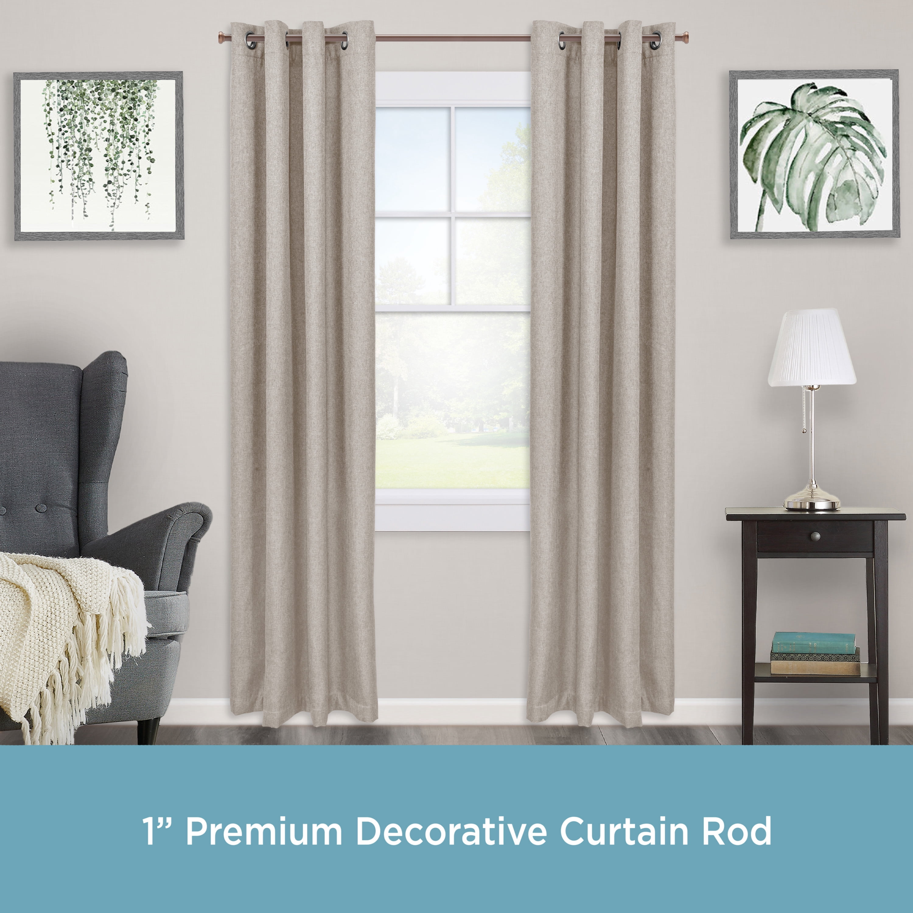 Kenney® Weaver 1" Premium Decorative Window Curtain Rod, 28"-48", Chocolate