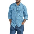 thumbnail image 4 of Migroa Mens Denim Shirt Long Sleeve Jean Work Shirts Regular Fit Button Down Shirts with Pockets Blue 2Xl, 4 of 4