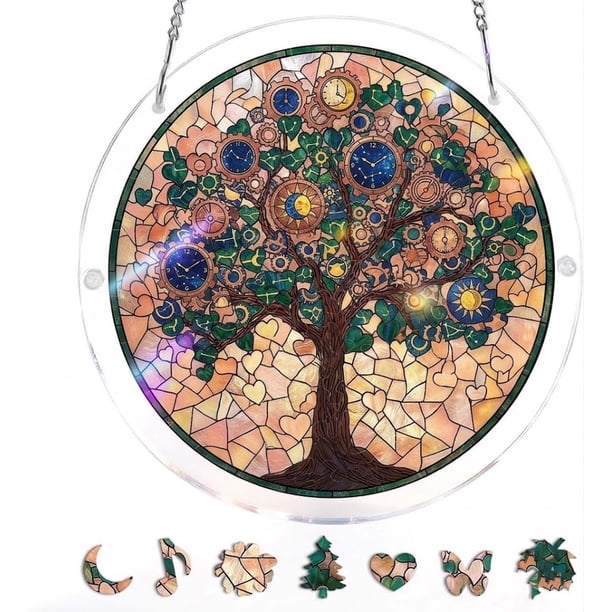 Acrylic Jigsaw Puzzle Suncatcher, Acrylic Suncatcher Puzzle, for Doors Garden and Window Hanging&Birthday Gift