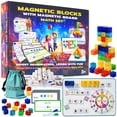 thumbnail image 1 of Juego de bloques magnéticos OLEZAR de 40 piezas con tablero y kit de matemáticas para niños de 4 a 8 años, 1 of 8