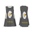 thumbnail image 3 of Vsdgher Keep Life Simple Daisy Flower Print Summer Dresses for Women Casual U Neck Beach Dress Sleeveless Tank Loose Sundress with Pocket -Large, 3 of 7