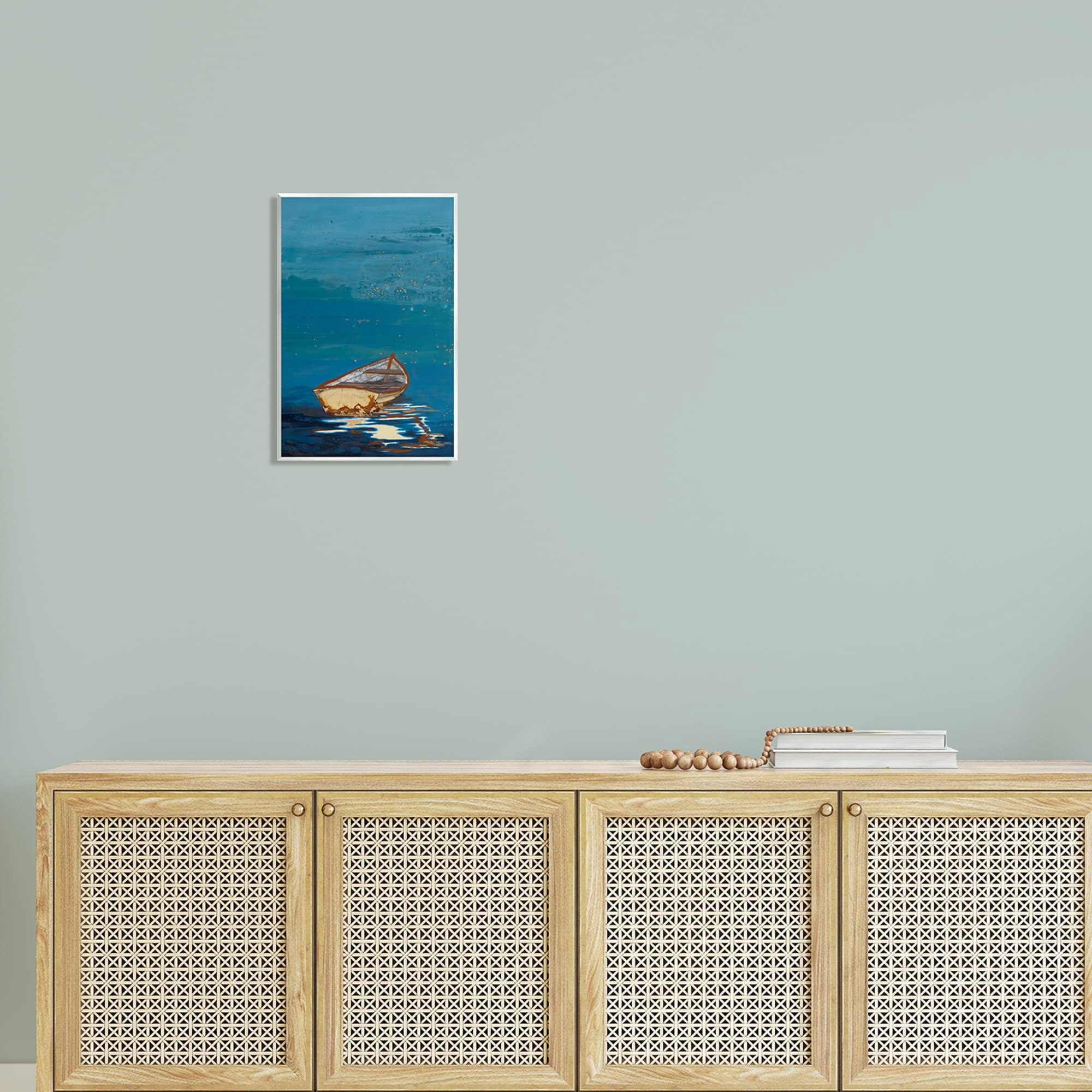 Stupell Industries Single Boat Ocean Surface Layered Marine Collage Painting Unframed Art Print Wall Art, Design by Stacy Gresell