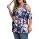 thumbnail image 2 of Camisa de mujer Blusa estampada con hombros descubiertos y manga corta con cuello en V, Azul marino, XXL tholdsy AP002468-22, 2 of 5