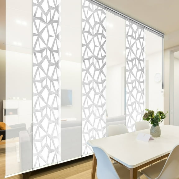 Domovina 7 Panel Track Vertical Blinds, Adjustable 110-153"W x 91.4"H - Splinter/Kalyna