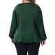 thumbnail image 3 of Blusa elegante de manga larga con llave en la parte delantera para mujeres de tallas grandes Agnes Orinda, blusa de otoño 2025, 4X verde, 3 of 6