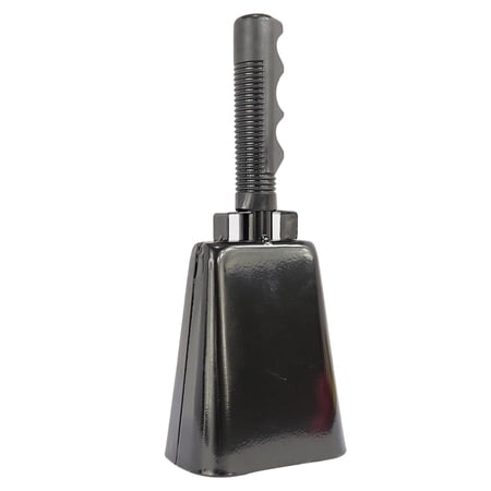 Musical Handbell Metal Cowbell Hand Drum Service Call Bell Handheld Cheering Bell Noise Makers for Holiday Party Events Farm Black