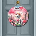 thumbnail image 2 of Hello Valentine’s Day Bichon Frise Flower Crown Romantic Pink Floral Round Wood Sign Bichons Dog Lovers Gifts Idea Hanging Wall Home Decor - 00031, 2 of 5