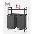thumbnail image 2 of VASAGLE Laundry Hamper, Laundry Basket with 2 Pull-Out and Removable Bags, 2 Shelves, 12 Gallons (46 L) Capacity per Bag, Black and Gray, 2 of 7