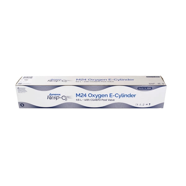 Dynarex Resp-O2 M24 Oxygen E-Cylinder with CGA 870 Post Valve - 4.6L Standard Size Oxygen Cylinder - Lightweight Aluminum Portable Tank with 680L Oxygen Capacity