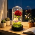 thumbnail image 6 of Handmade Crochet Flower Night Light, LED Knitted Flower Lamp Dome, Warm Glow Bedroom Desktop Decor Gift For Women Mom Girls Birthday, 5.12x2.76x2.76 Inch, 6 of 7