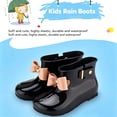 thumbnail image 5 of Toddler Black Rain Boots 3D Bow Kids Boys Girls Lightweight Shoes, 5 of 6