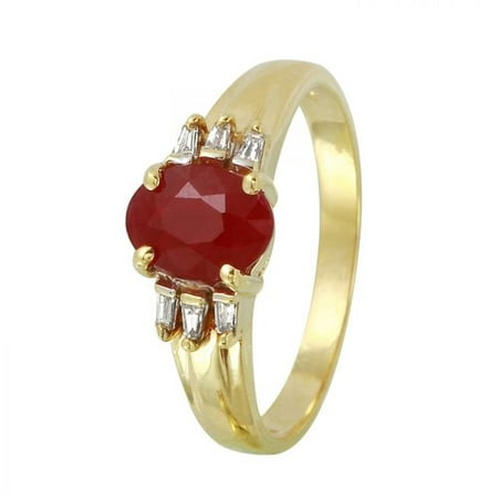 Foreli 1.05CTW Ruby And Diamond 10k Yellow Gold Ring
