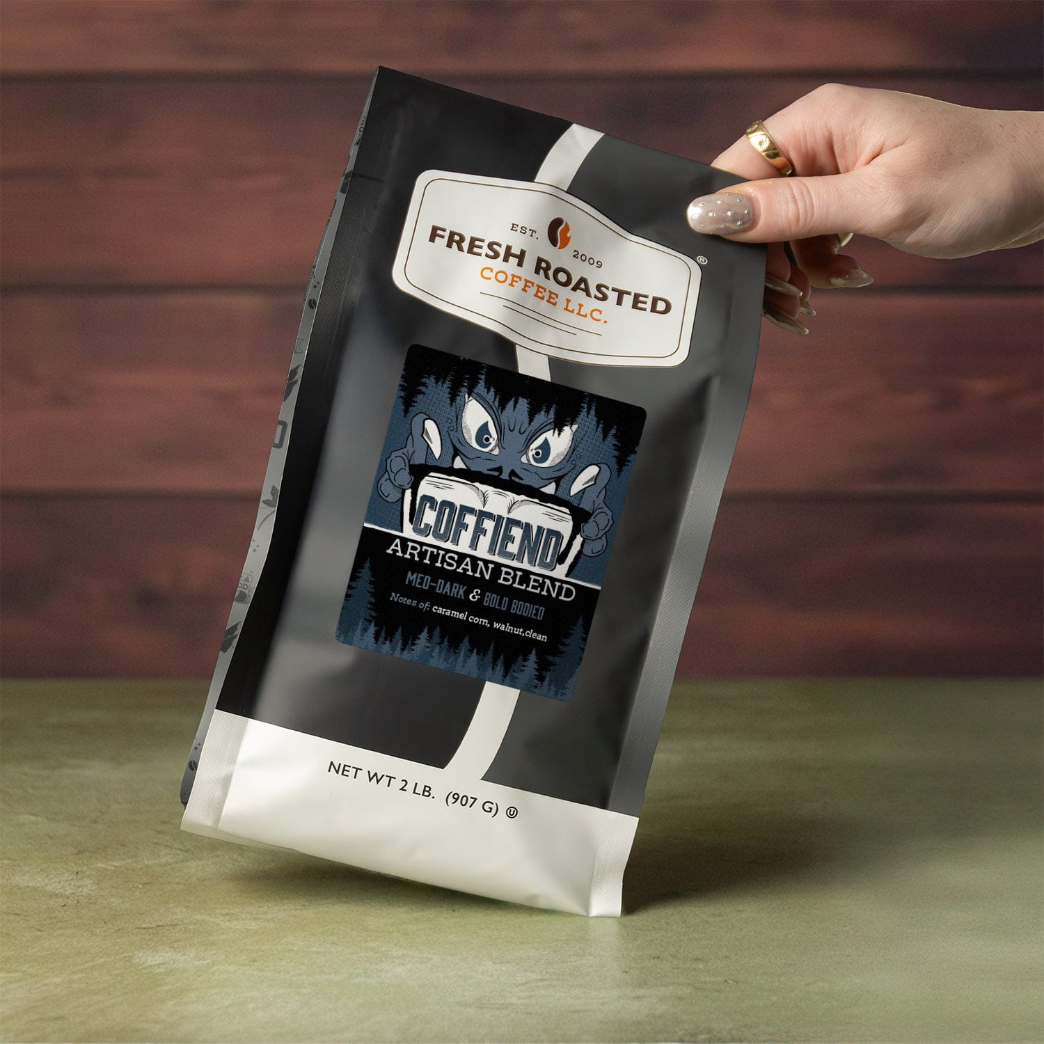 3 pack Fresh Roasted Coffee, Coffiend Blend Coffee, Medium-Dark Roast, Whole Bean, 12 oz