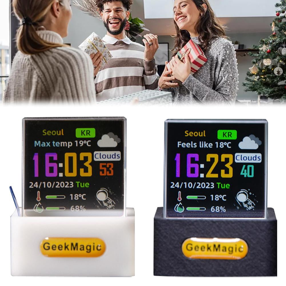 Holographic Crystal 3D Crystal Photo Desktop Decoration Smart Weather Station Digital Clock with GIF Animations and Electronic Image Album