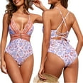 thumbnail image 6 of Women's One Piece Swimsuits Floral Print Bathing Suits for Women Deep V Neck Swimwear, 6 of 9