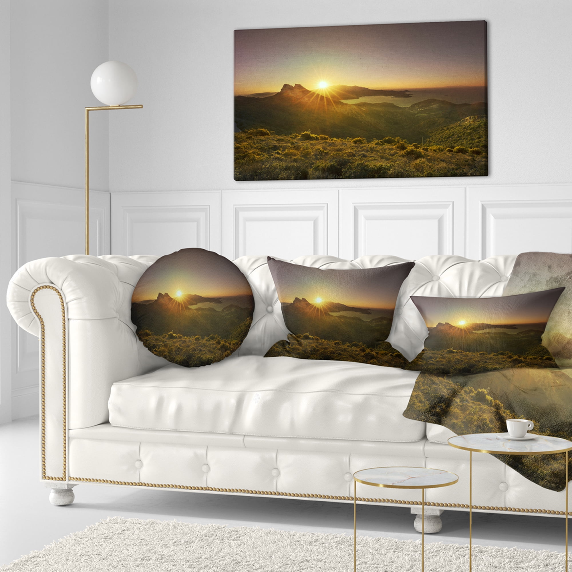 Designart Volterraio and Portoferraio Bay - Landscape Wall Throw Pillow - 12x20