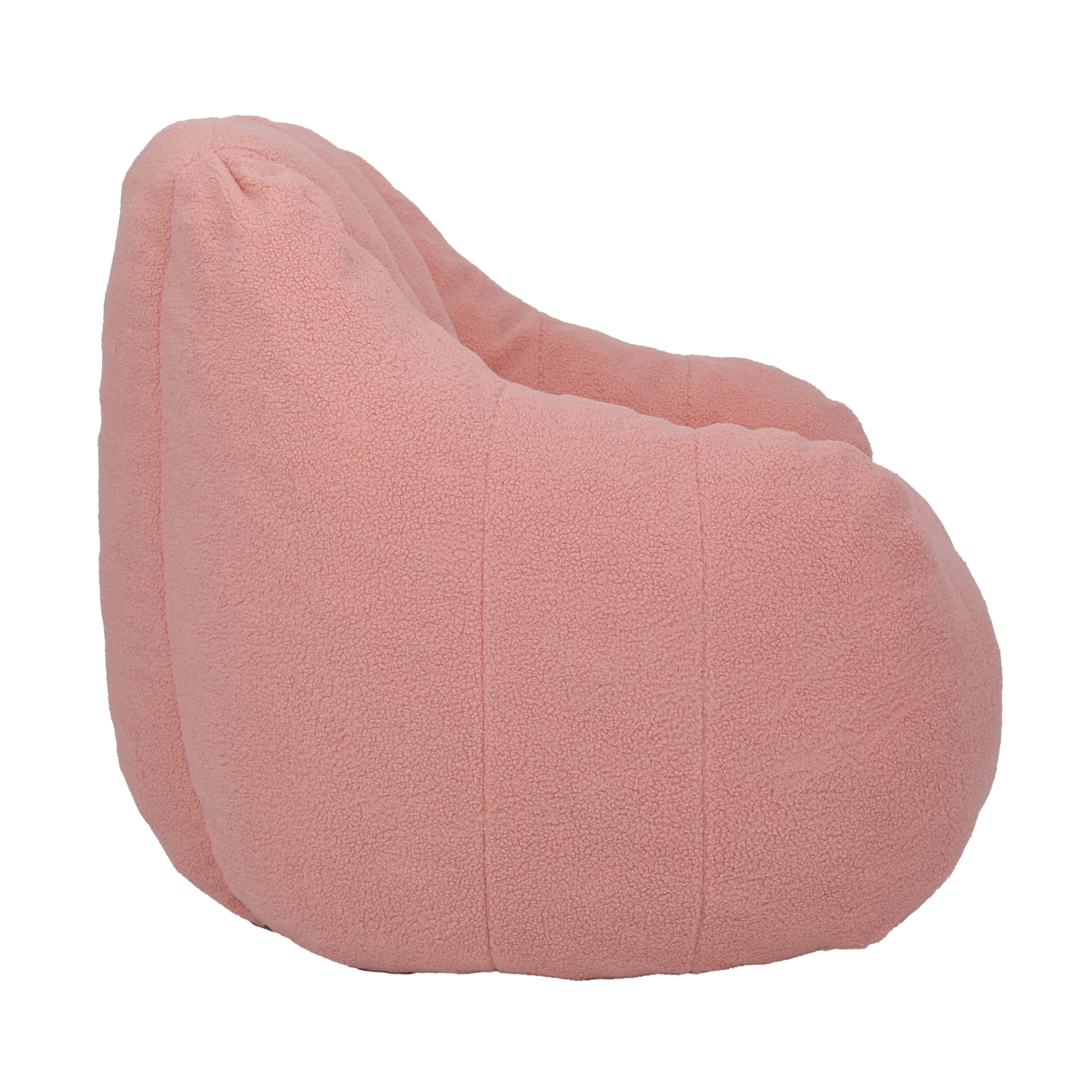 Noble House Halden Comfy Faux Fur Bean Bag Chair, Tufted Soft Memory Foam Lazy Sofa, for Living Room, Pink
