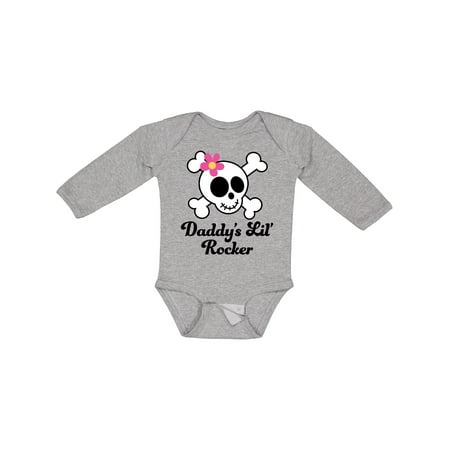 

Inktastic Daddy s Little Rocker Skull Gift Baby Girl Long Sleeve Bodysuit