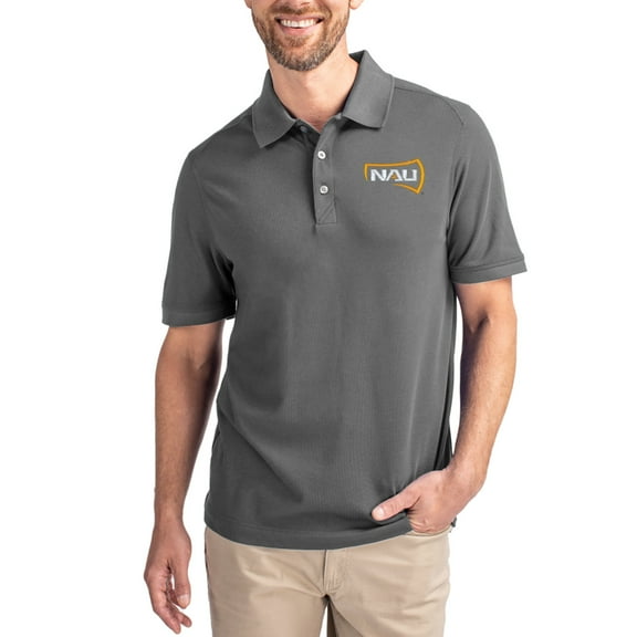 Men's Cutter & Buck Gray Northern Arizona Lumberjacks Advantage Eco Pique Tri-Blend Polo