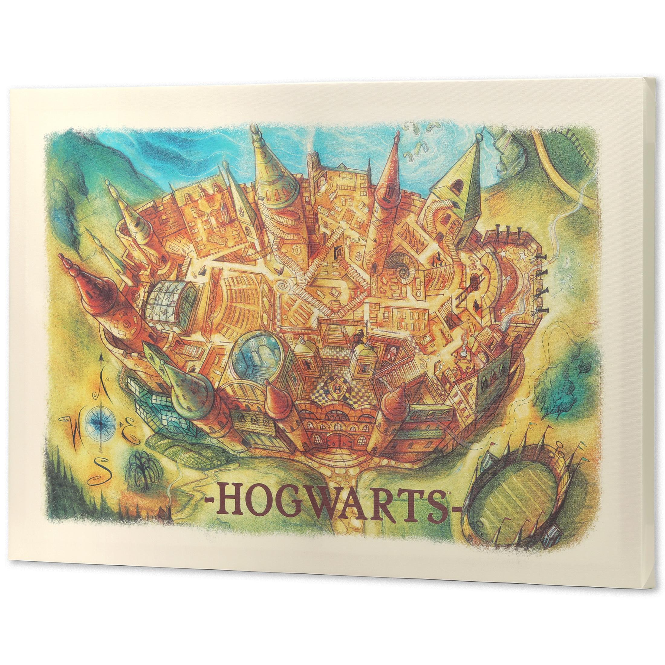Harry Potter Hogwarts Map Gallery Wrapped Canvas Wall Decor - Large Hogwarts Wall Art for Home