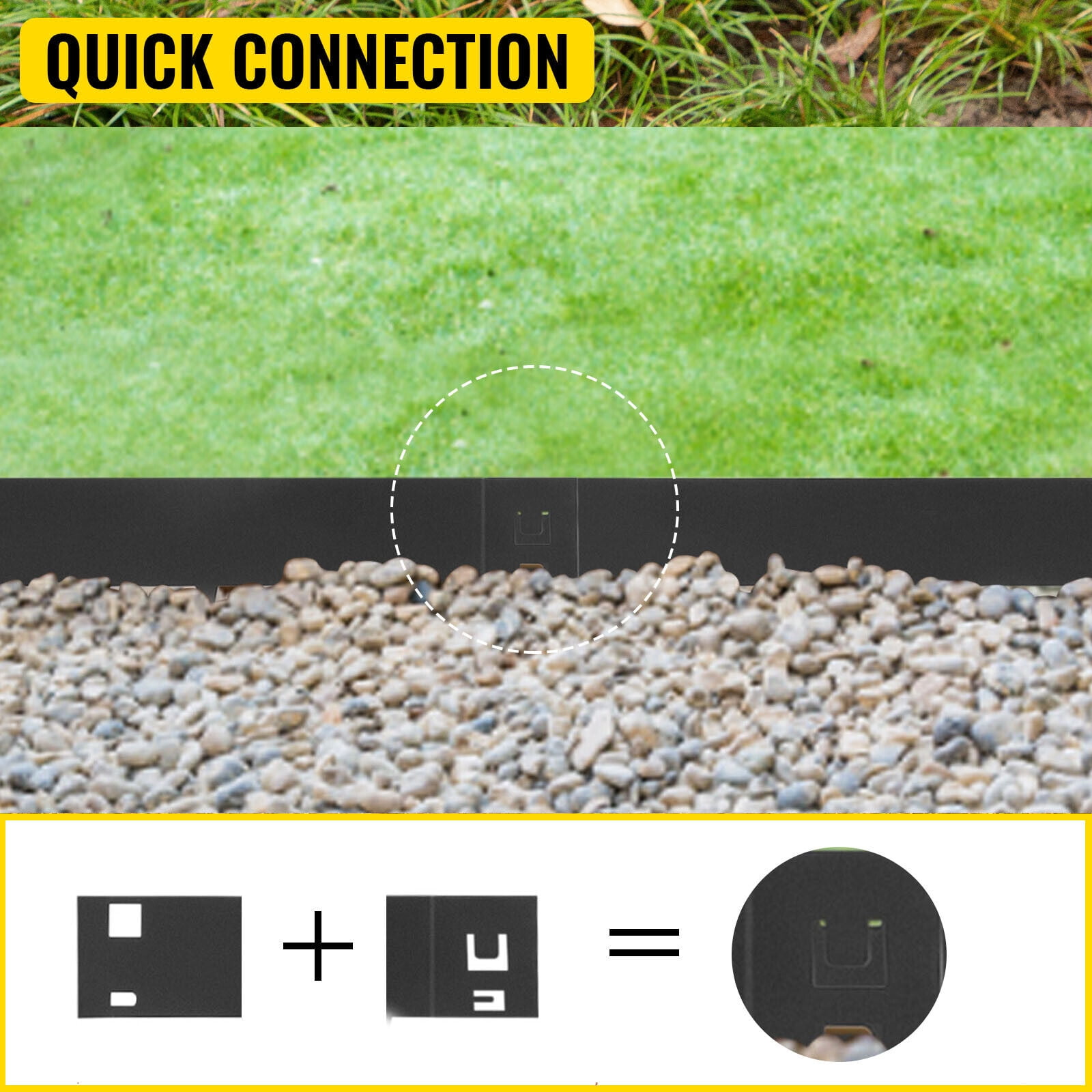 Fichiouy 5 PCS Landscape Edging L39" Bendable Metal Garden Lawn Border Decorative Garden Fence Black