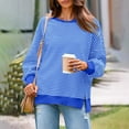 thumbnail image 2 of Duoif Womens Sweatshirt Women's Striped Crewneck Sweatshirt - Oversized Knit Pullover Sweatshirt for Women Blue XXL, 2 of 9