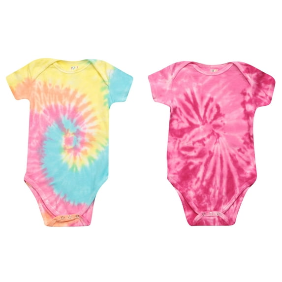 Just Love Girls Bodysuits (Pack of 2) 1900 (Girls 12 Months, Tie Dye Pink and Tie Dye Pastel)