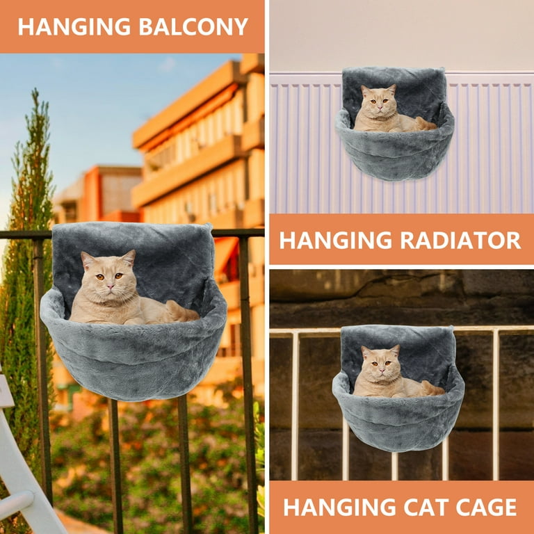 Cat Plush Radiator Bag Soft Cat Hanging Bed with Strong and Durable Iron Frame Warm and Cosy Cat Hanging Hammock Style Home Cradle for Small Pets