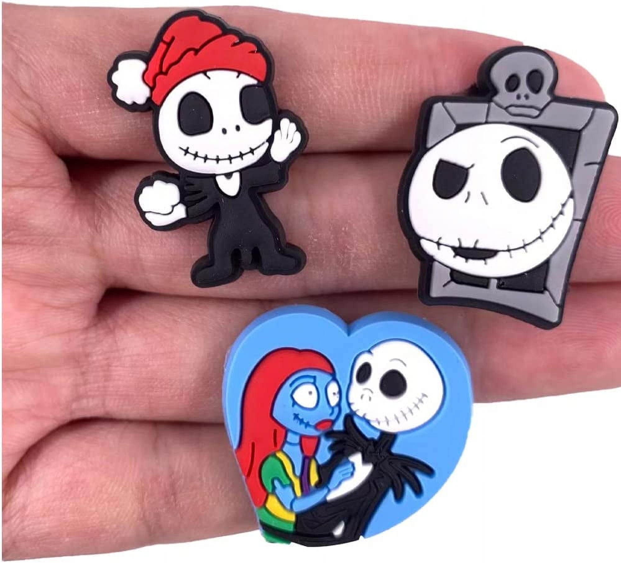 1-23Pcs PVC The Nightmare Before Christmas Jack Sally DIY Croc Jibz Shoe  Button Charms Adult Buckle Clog Accessories X-mas Gift