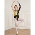 thumbnail image 4 of MSemis Kids Girls Gymnastics Leotard Rhinestone Ballet Dance Bodysuit Unitard Dancewear Gold 14, 4 of 7