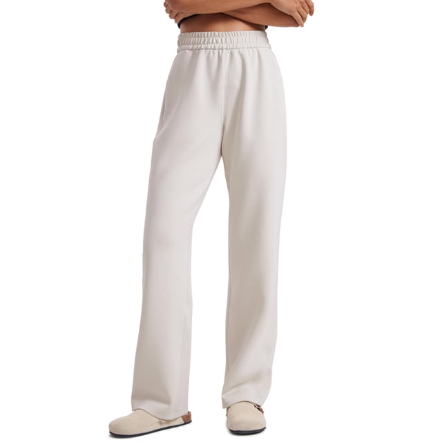 Pantalones deportivos CRZ YOGA SoftAura de pierna ancha para mujer, color blanco lechoso