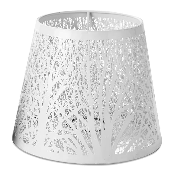Small Lamp Shade, Metal Lampshade for Table Lamps, Chandelier and Wall Lamps, White Decorative Light Shade with Tree Pattern, E27 E14 Compatible