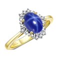 thumbnail image 4 of RYLOS Rings for Women Gold Plated Silver Ring with 7X5MM Oval Gemstone & Sparkling Diamonds September Blue Star Sapphire Jewelry Size 5, 4 of 7