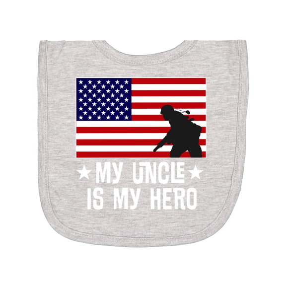 Inktastic Military Uncle is My Hero Us Flag Newborn Bib
