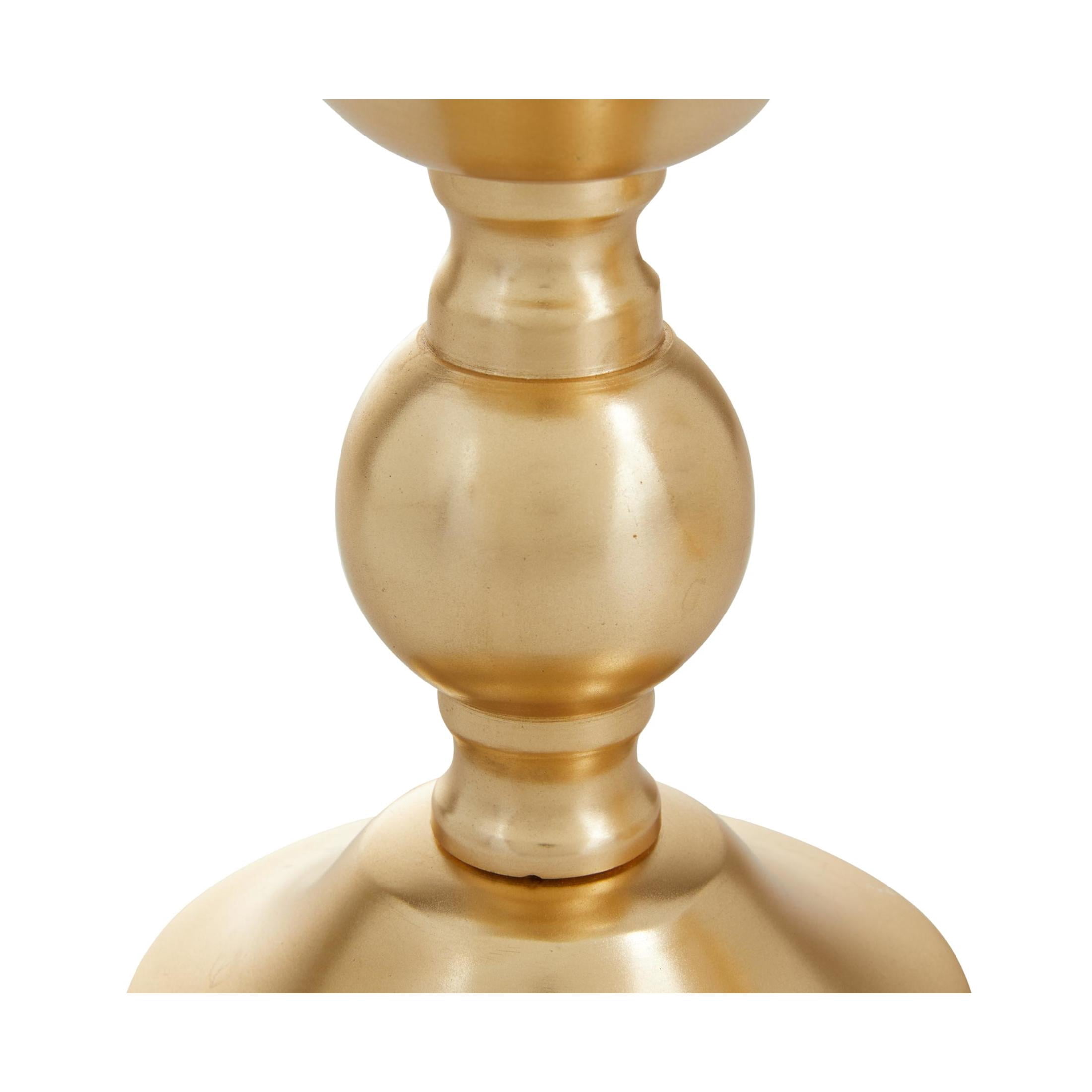 DecMode 3 Candle Gold Aluminum Metal Pillar Candle Holder, Set of 3