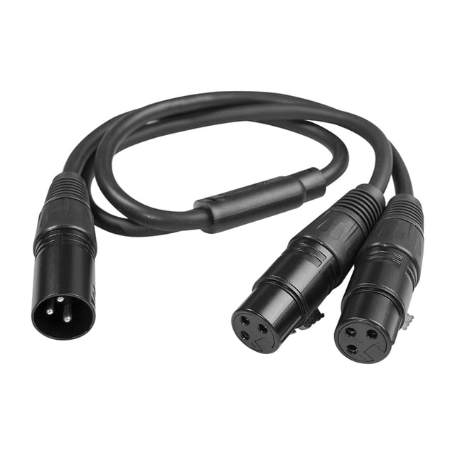 Cable Adaptador 50cm 3 pines XLR macho a doble hembra Y divisor adaptador convertidor de cable negro Tmvgtek Para estrenar