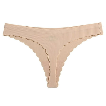 MZXELPRJD Womens Underwear Women s Solid Color Thong Seamless Ice Silk Low Waist Panties Plus Size Underwear for Women Beige M